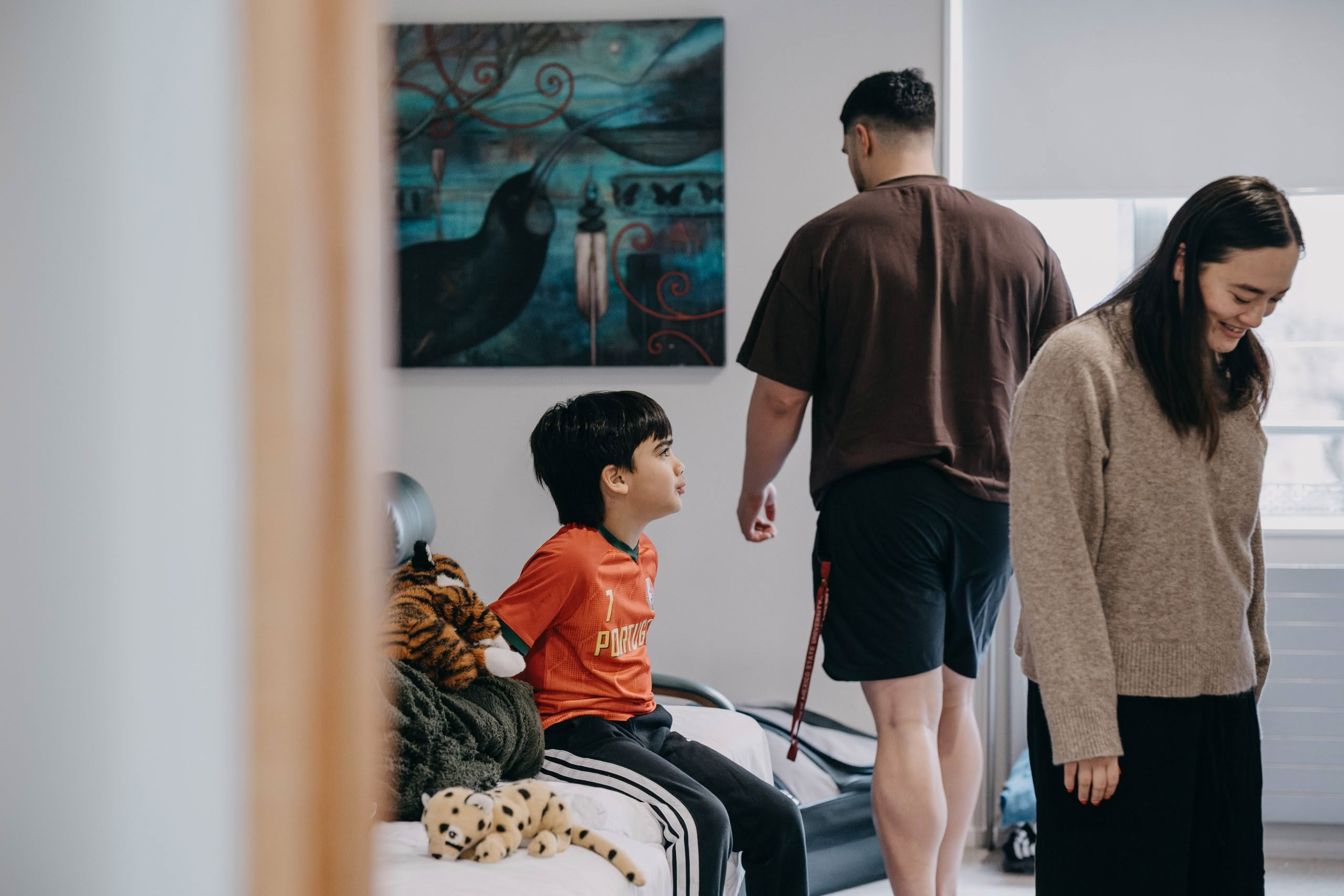 Family in a Ronald McDonald House room